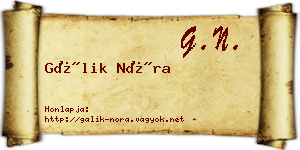 Gálik Nóra névjegykártya